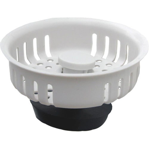 Lasco 3-3/8 In. White Duo Basket Strainer Stopper