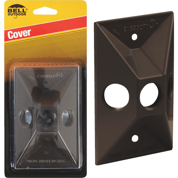 Bell 3-Outlet Rectangular Zinc Bronze Cluster Weatherproof Outdoor Box Cover, Carded