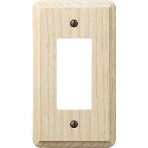 Amerelle 1-Gang Solid Ash Rocker Decorator Wall Plate, Unfinished Ash