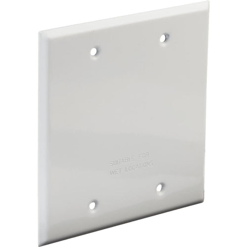 Bell 2-Gang Rectangular Aluminum White Blank Weatherproof Outdoor Box Cover