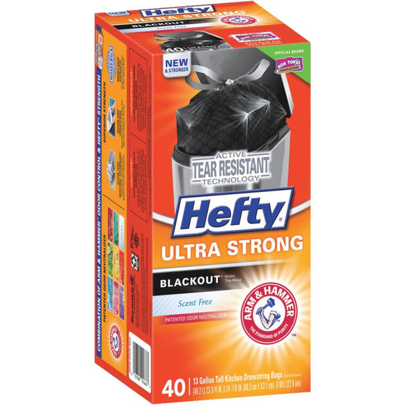 Hefty BlackOut 13 Gal. Tall Kitchen Black Trash Bag (40-Count)