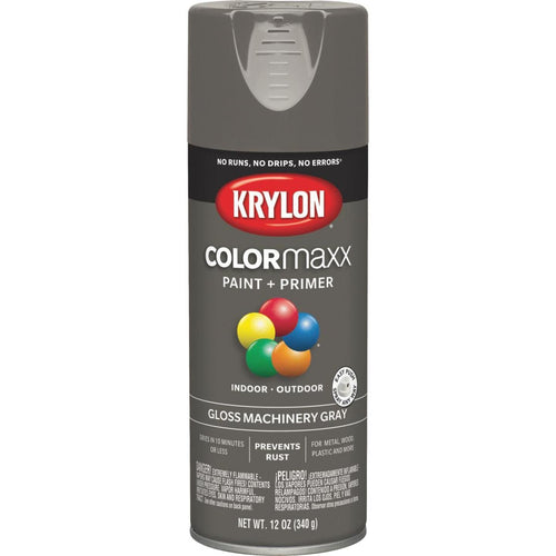 Krylon Colormaxx Gloss Spray Paint & Primer, Machinery Gray