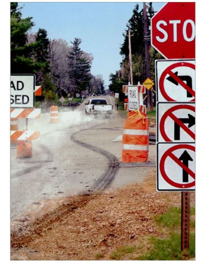 Avanti Press White Pickup Truck Driving Through Road Closed Signs Funny/Humorous Goodbye/Good Luck Card