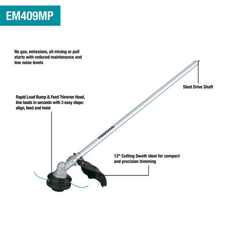 Makita 18V LXT® Lithium‑Ion Brushless Cordless Couple Shaft Power Head Kit w/ 13 String Trimmer Attachment (4.0Ah)